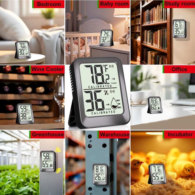 AyayaBoss 3 Pack Room Thermometer Indoor Hygrometer for Home, Digital Sensor Mini Humidity Gauge Meter, Temperature Humidity Monitor for Bedroom, Pet, Plant - Battery Included - Image 5